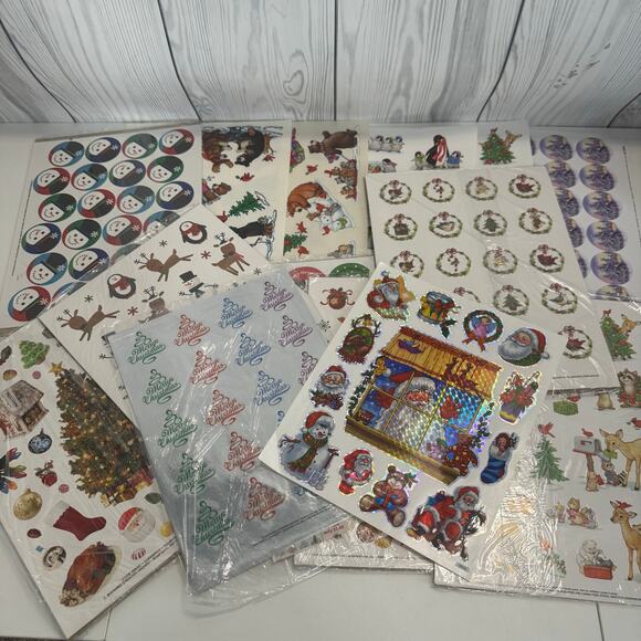 Lot of 25 Mixed Sheets 1980s Vintage Currant Holiday Christmas stickers - Picture 2 of 9